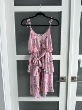 HEMANT & NANDITA Pink Floral Trim Slip Dress